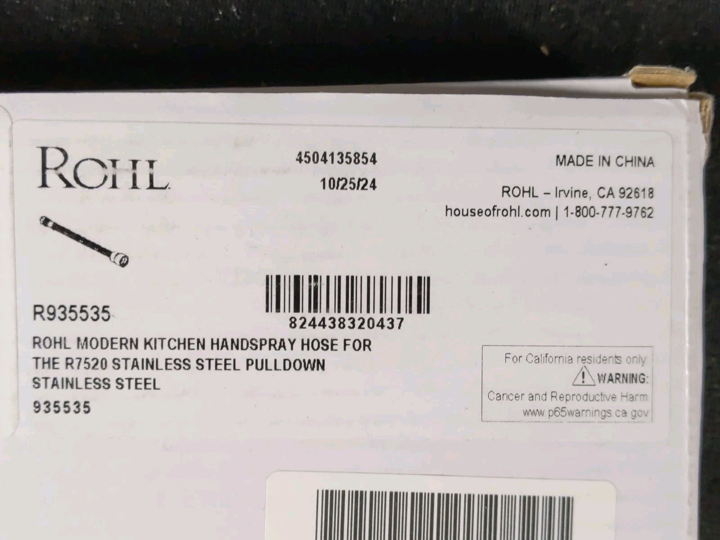 Rohl Modern Kitchen Handspray Hose for the R7520 Pulldown (R935535)
