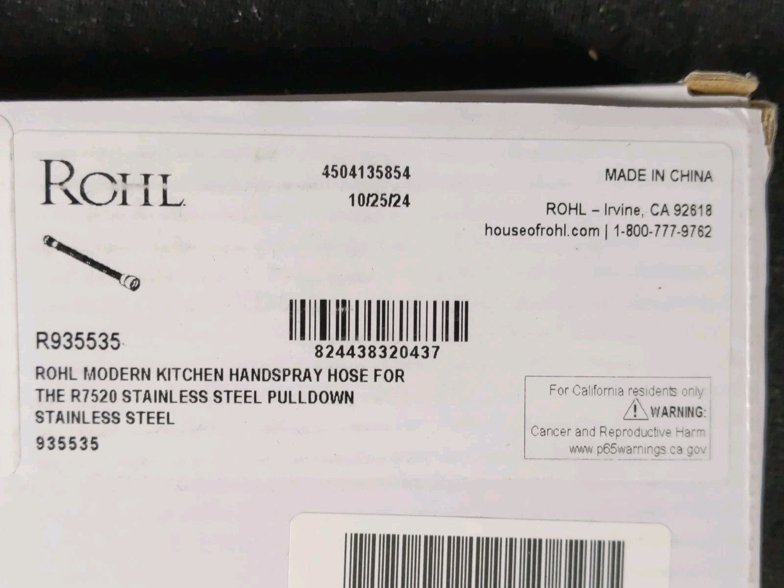 Rohl Modern Kitchen Handspray Hose for the R7520 Pulldown (R935535)