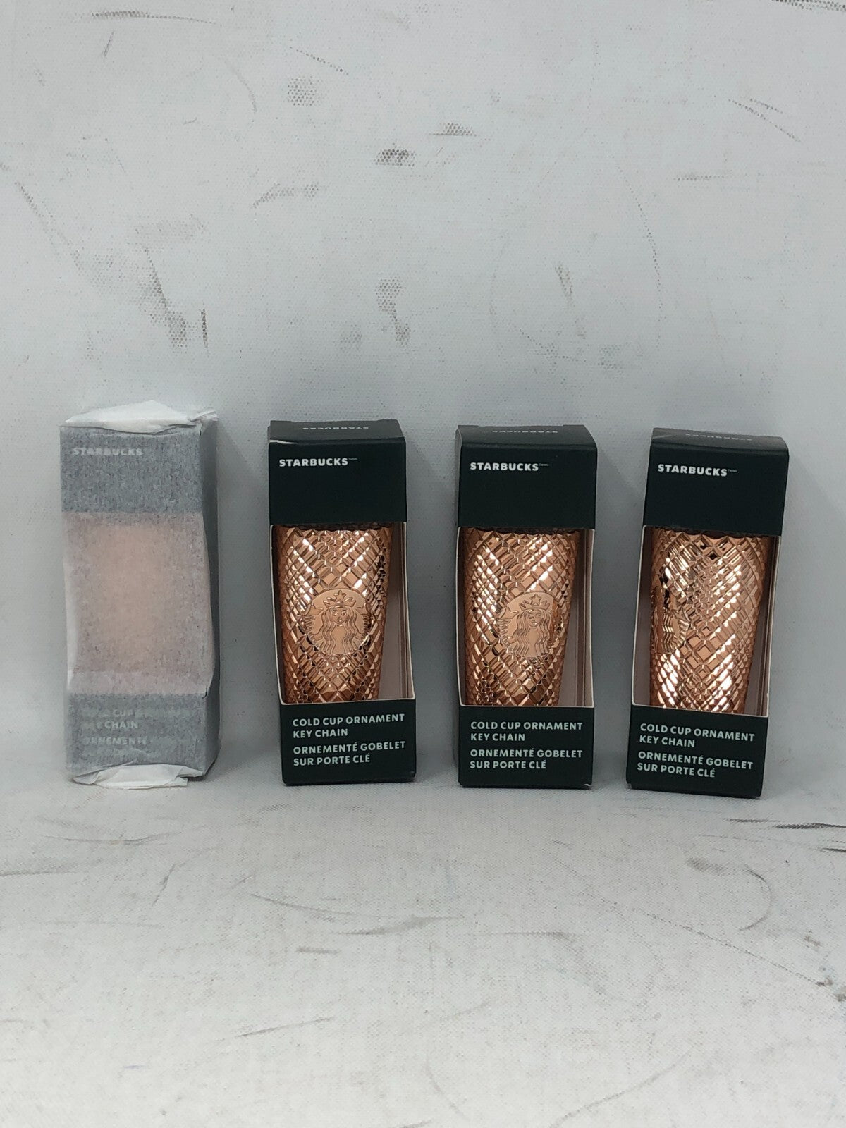 Starbucks Cold Cup Ornament Keychain ~ Lot of 4, Gloss Rose Gold Decoration