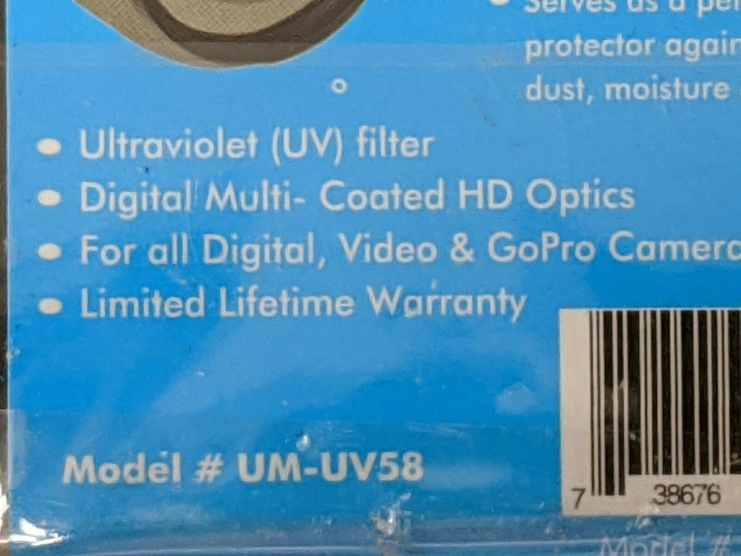 Ultimaxx 58mm Professional Digital HD Ultraviolet UV Filter Model # UM-UV58