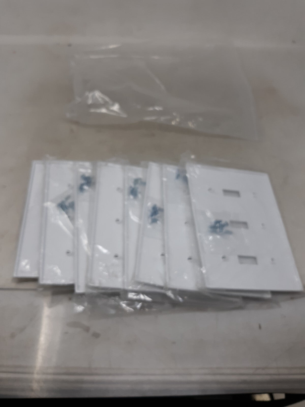 8PK - HUBBELL White 3-Gang Toggle Switch Plastic Cover Wall Plate Switchplate
