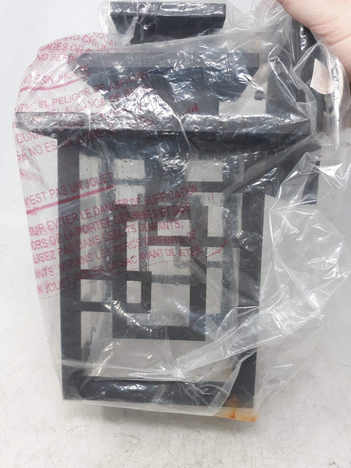 Modern Outdoor Wall Lantern Light Fixture Black Geometric Glass Sconce