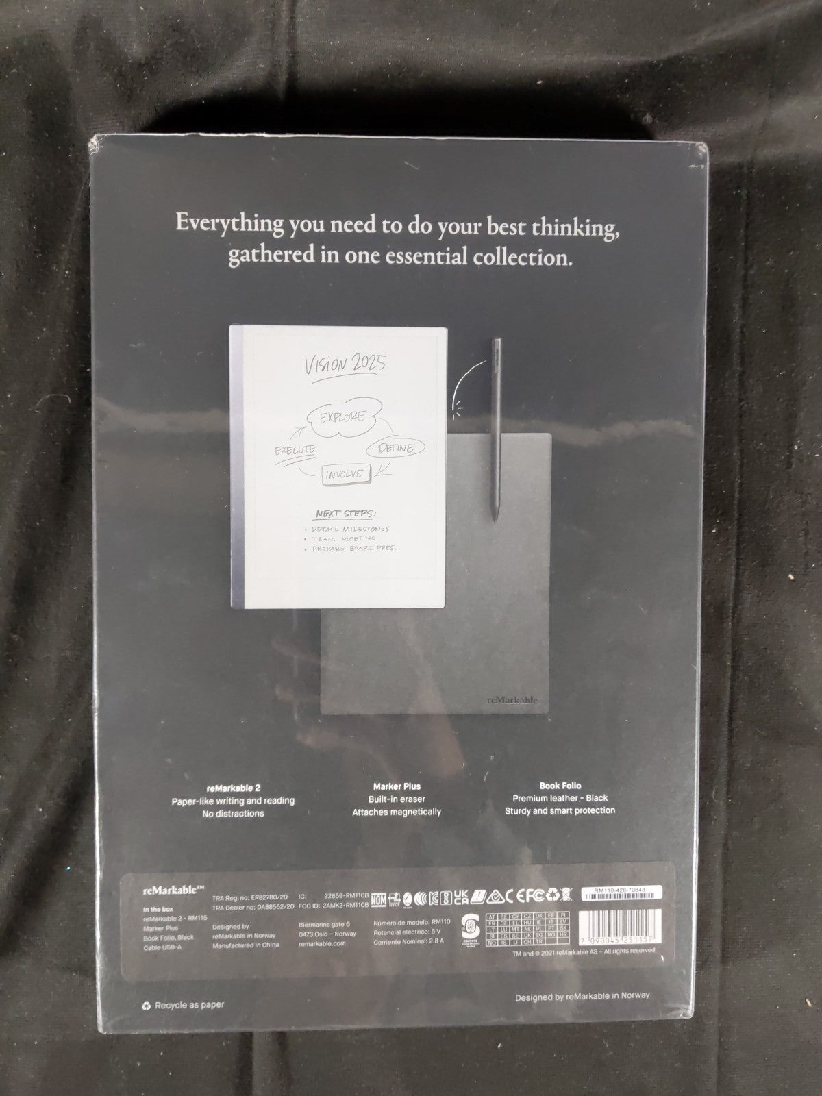 reMarkable - 2 Paper Tablet + Marker Plus + Leather Book Folio 10.3” RM115