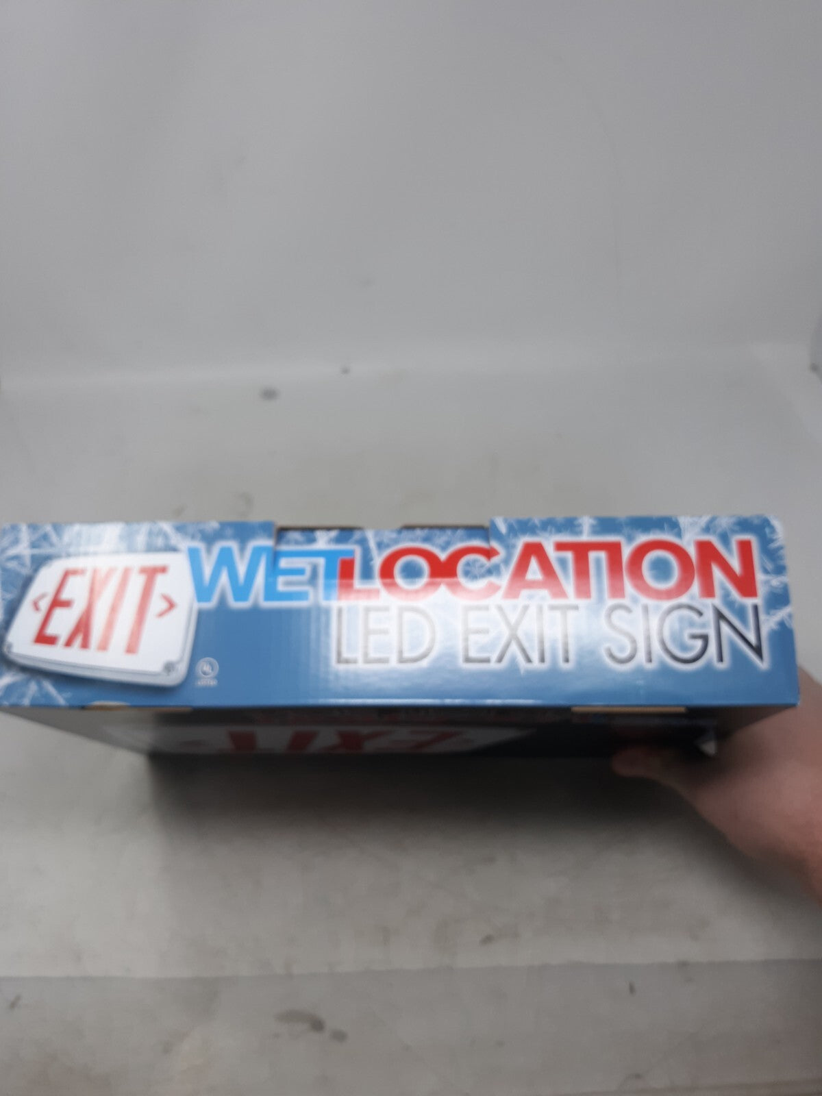 Wet Location LED Exit Sign Green Letters Single Face Battery Backup White Housin