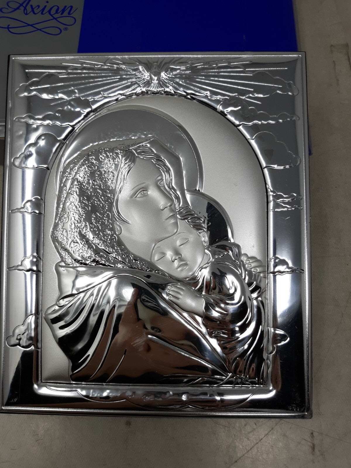 Silver Axion Holy Madonna with Child Picture Frame