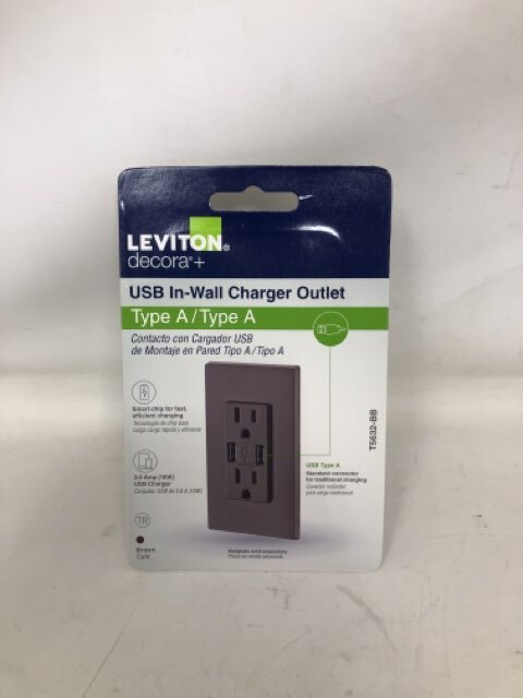 Leviton 3.6A USB Dual Type a in-Wall Charger with 15 Amp Tamper-Resistant Outlet