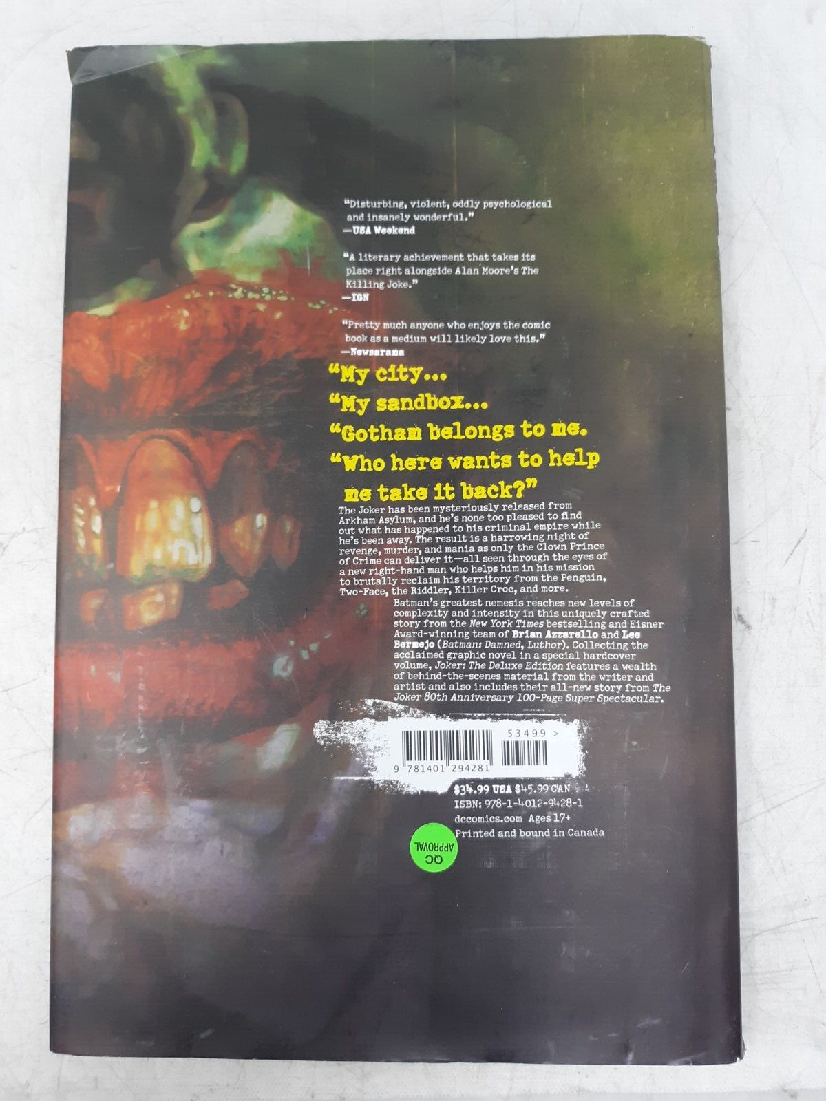 Joker: The Deluxe Edition by Brian Azzarello | Hardcover - Used