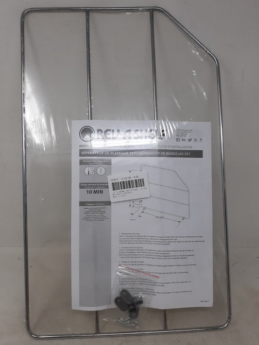 Rev-A-Shelf 597 Series 12 Inch Tray Divider with Mounting Clips - Chrome