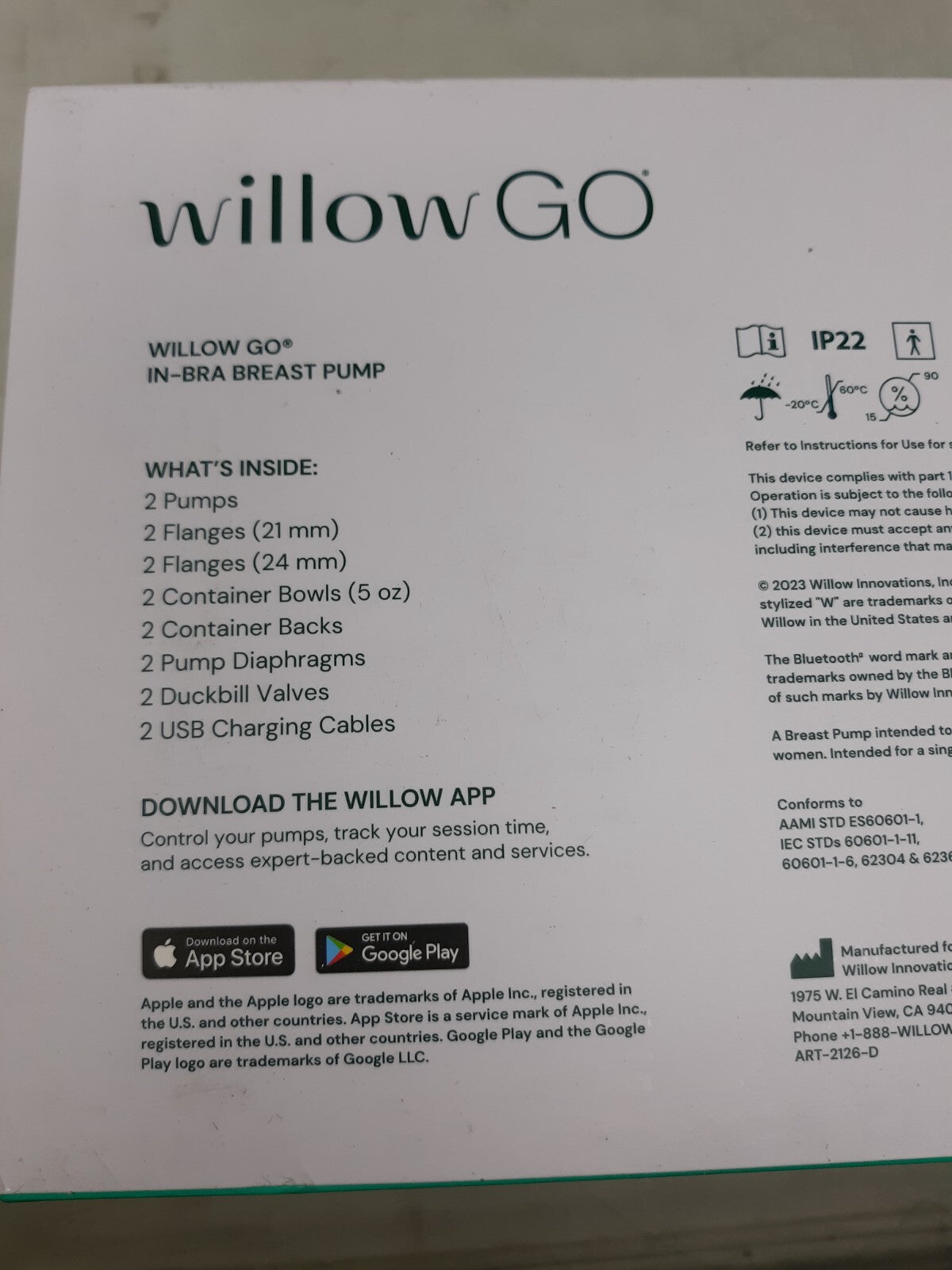 Willow Go Wearable Double Electric Breast Pump Kit