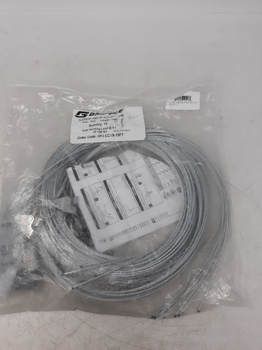 Lot of 10 Gripple Loop 200LBS 10ft HF2-CC1/8-15FT with Locks