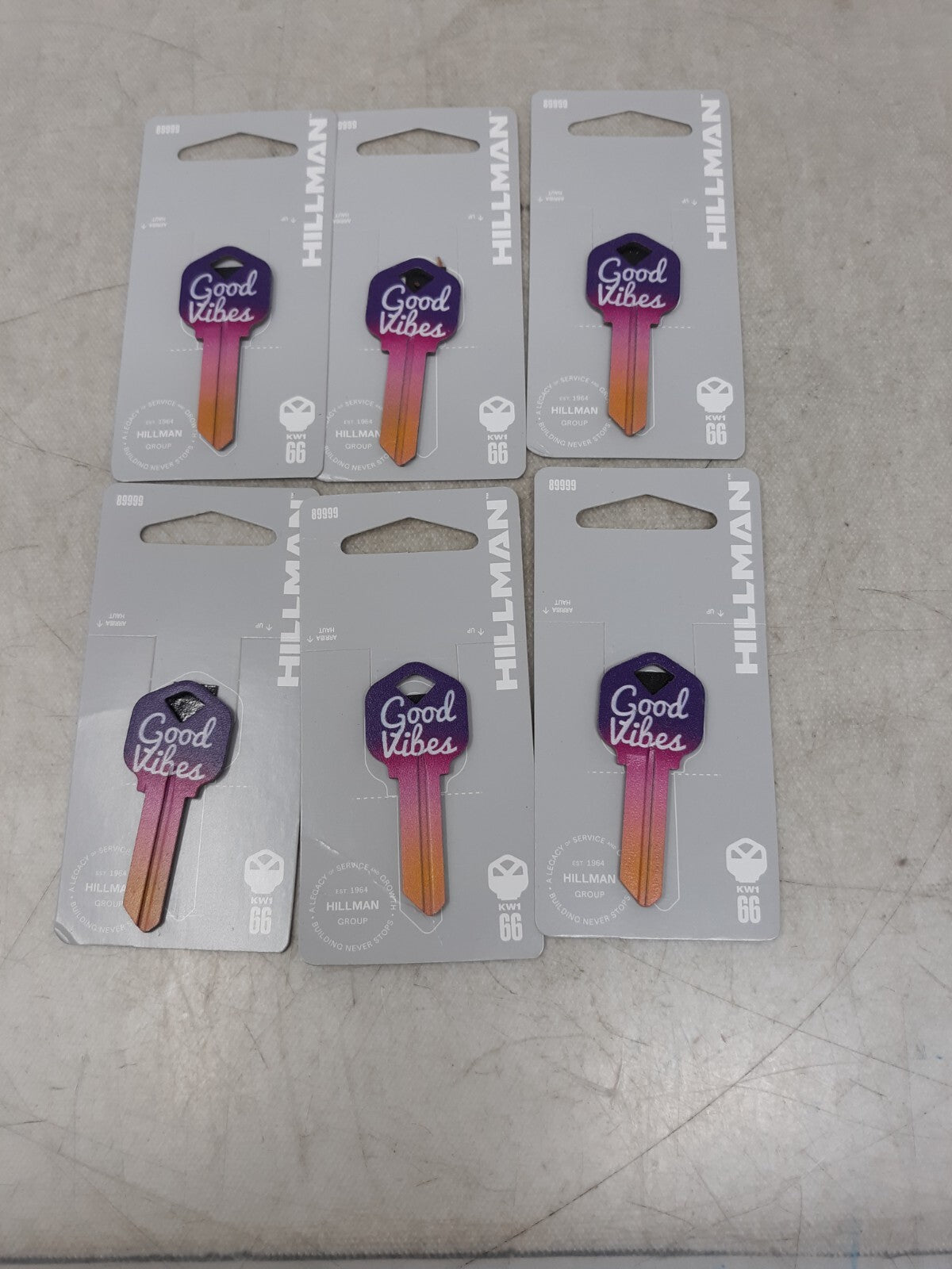 Lot of 6 Hillman #66 Key Blanks Diva Fashion House Keys Good Vibes Design