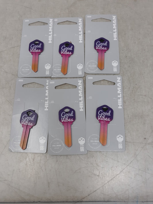 Lot of 6 Hillman #66 Key Blanks Diva Fashion House Keys Good Vibes Design