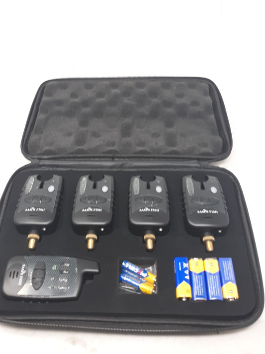 Sam's Fish Bite Alarm Set 4pcs with Remote & Case for Carp Fishing