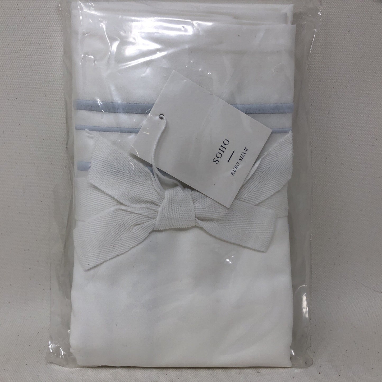 SOHO Top of Bed Euro Sham white with Sky Blue Accent DV277-ES 26in x 26in