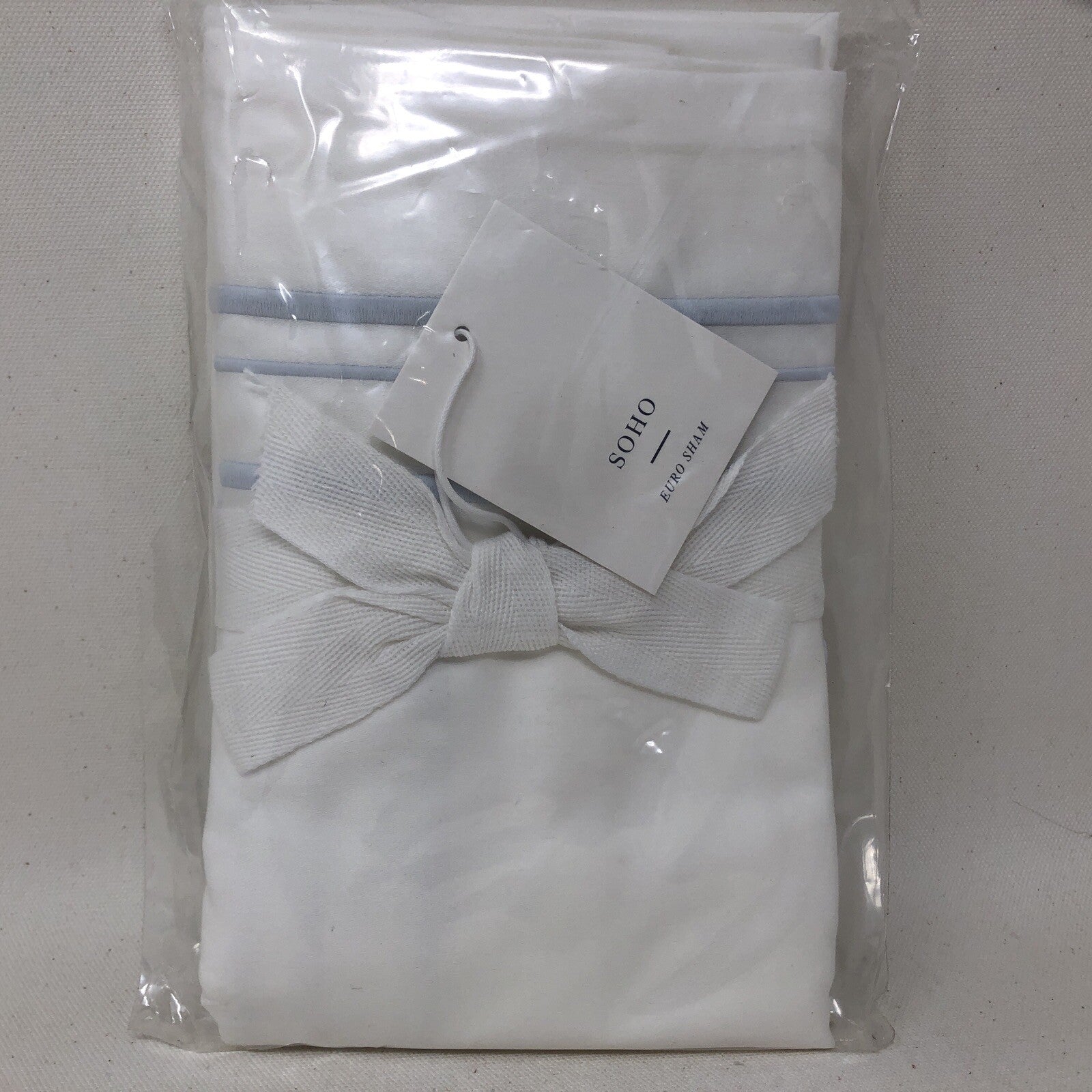 SOHO Top of Bed Euro Sham white with Sky Blue Accent DV277-ES 26in x 26in