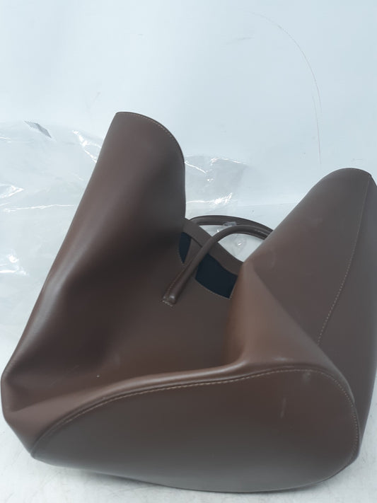 Little Liffner Brown Italian Leather Open Tote with Interior Zip Pouch