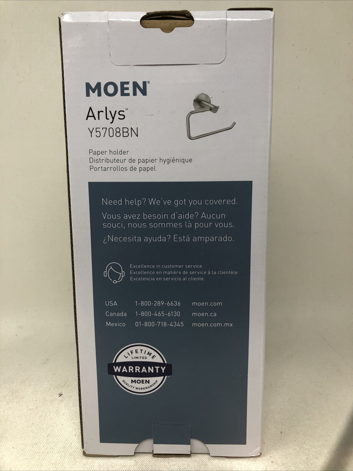 Moen Arlys Brushed Nickel Silver Toilet Paper Holder Y5708BN