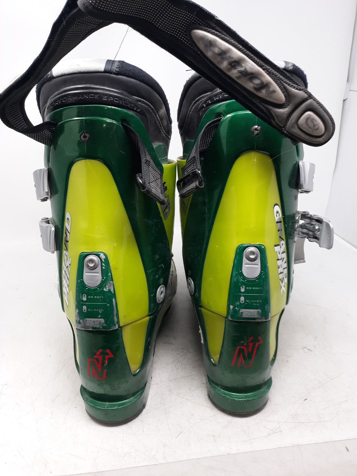Nordica Grand Prix Racing Ski Boots - Green & Yellow - 4-Buckle - Adjustable Fit
