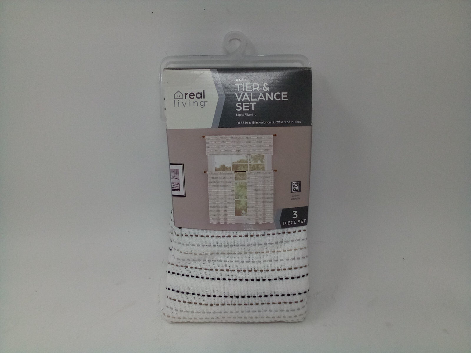 Real Living 3 Piece Tier & Valance Set (54"x14") /2 Tiers (27"x 36")