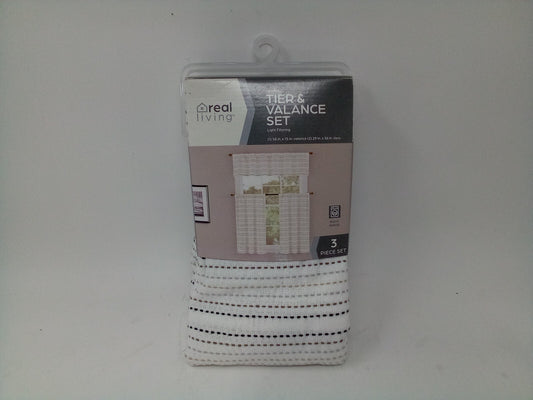 Real Living 3 Piece Tier & Valance Set (54"x14") /2 Tiers (27"x 36")