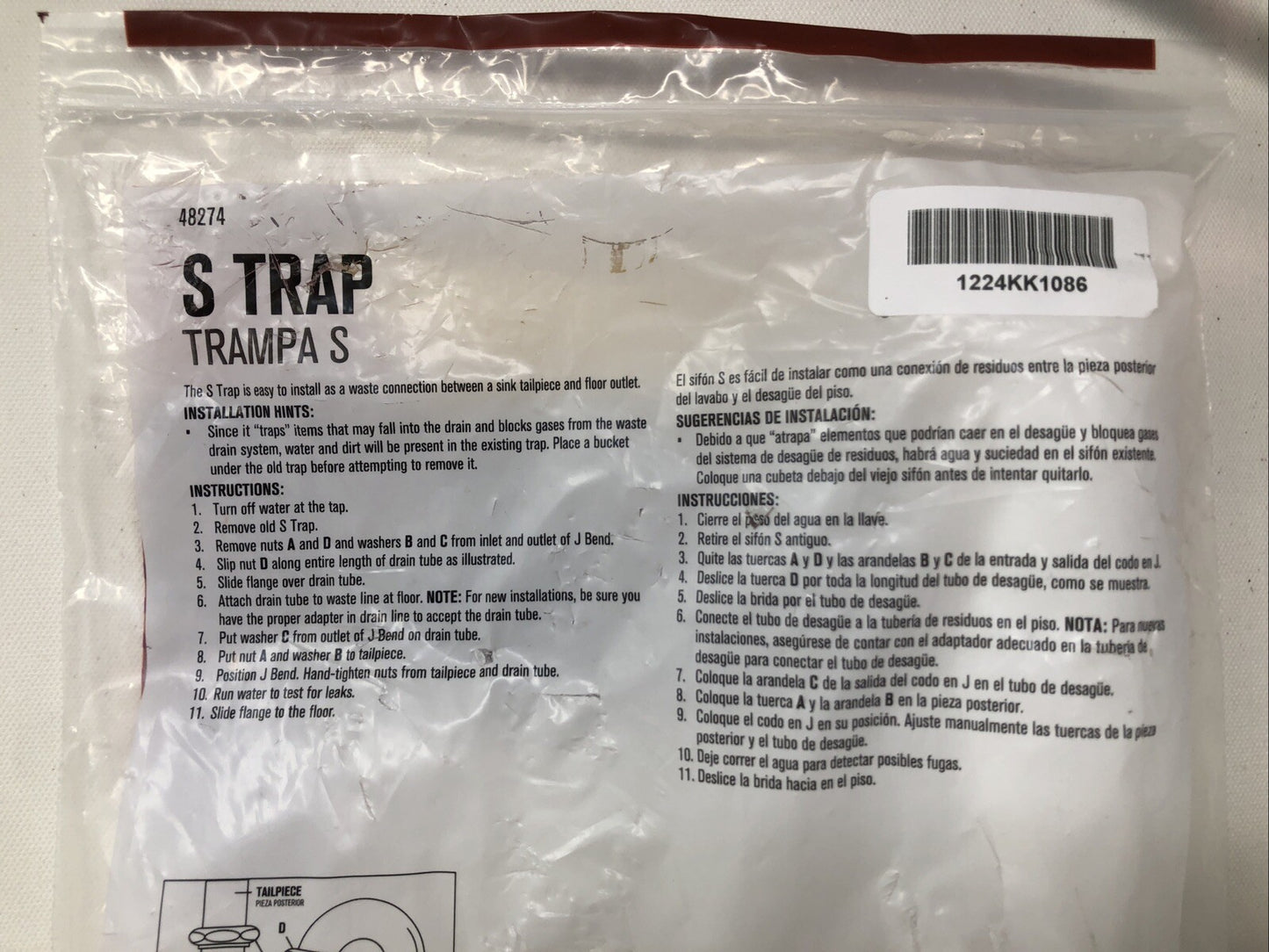 Ace 1-1/2 in. x 1-1/2 in. Dia. Slip Plastic S-Trap Plumbing Drain Kit AH20663