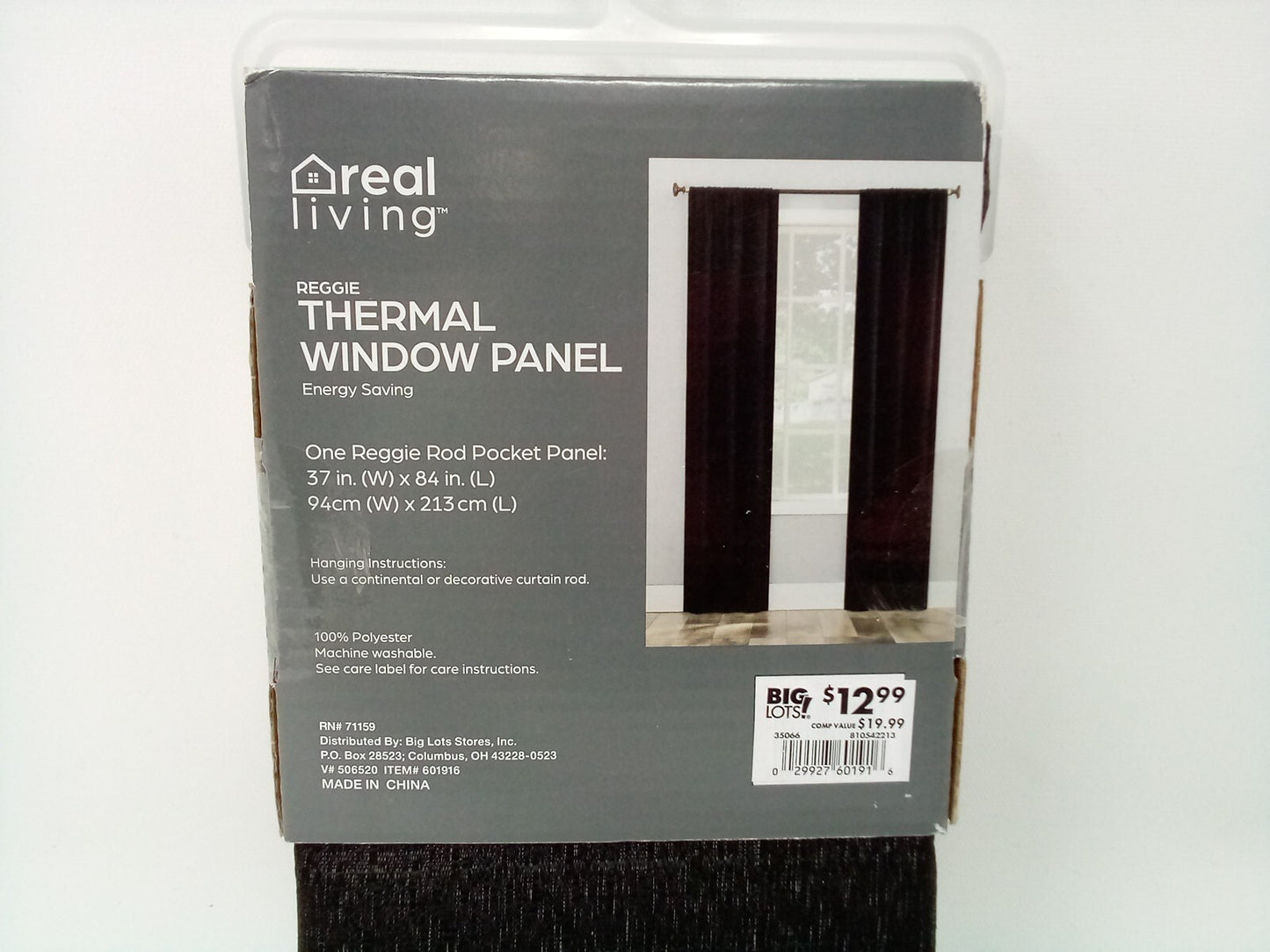 REAL LIVING REGGIE THERMAL WINDOW PANEL 37IN WIDTH X 84 IN LONG