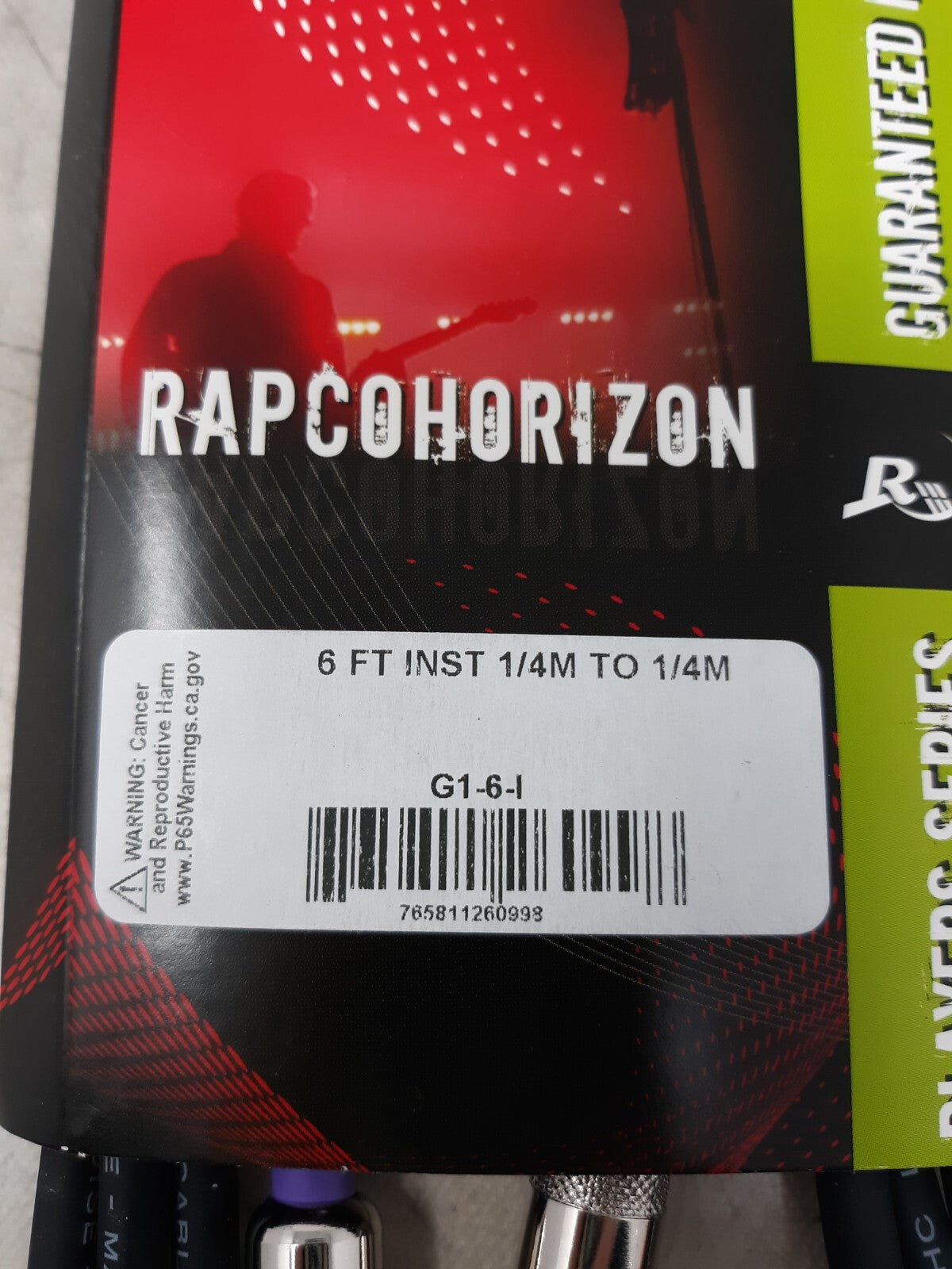 RapcoHorizon G1-6 6FT 1/4 to 1/4 Guitar/Instrument Cable