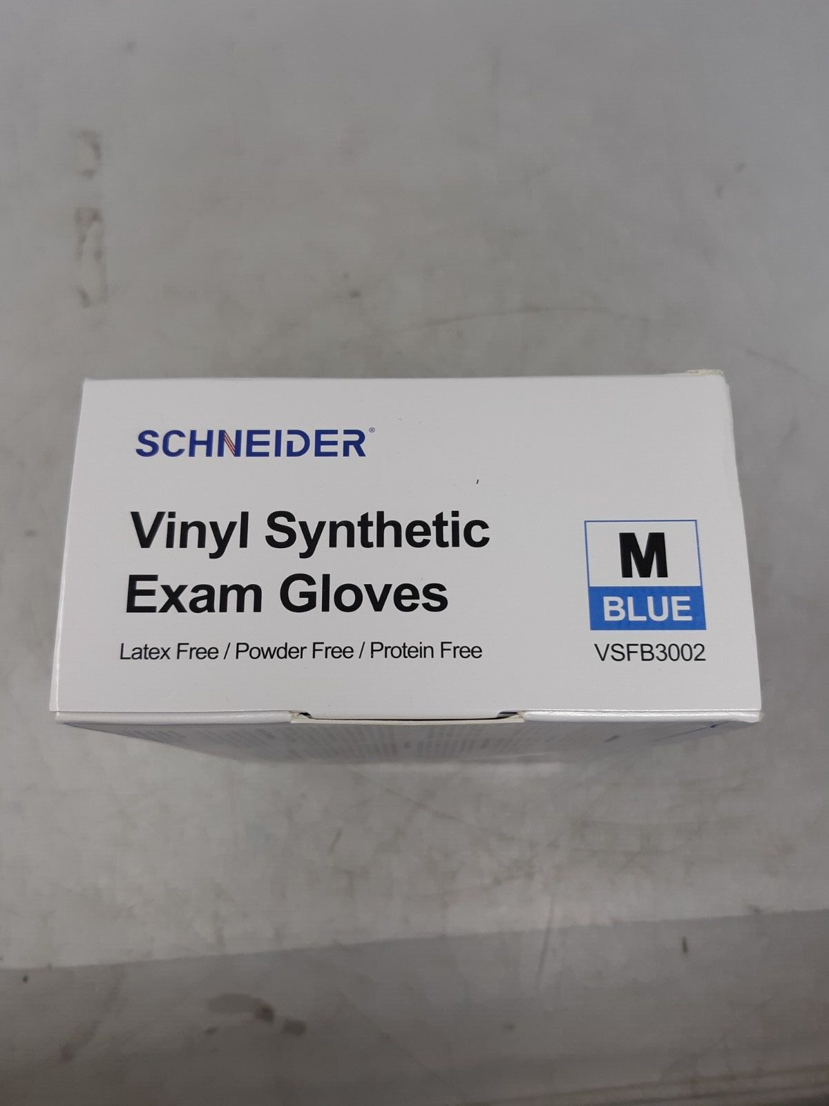 Schneider Vinyl Synthetic Exam Gloves - Medium - Blue - 100 Pack - Latex & Powde