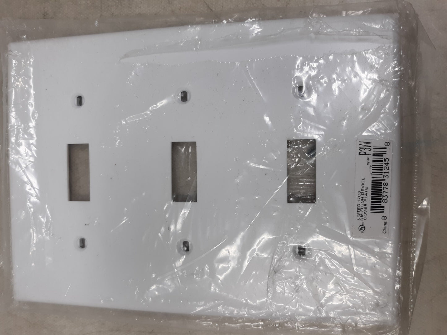 8PK - HUBBELL White 3-Gang Toggle Switch Plastic Cover Wall Plate Switchplate