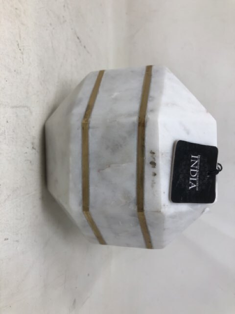 Sagebrook Home Contemporary 6" White Octagon Orb with Inlay 15224-C1