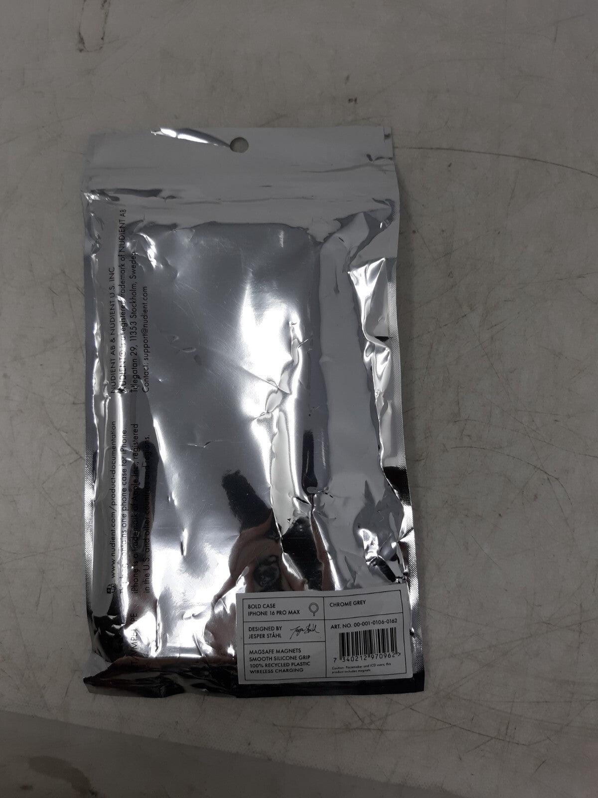 Nudient Bold Case for iPhone 14 Pro Max - Chrome Grey, MagSafe Compatible