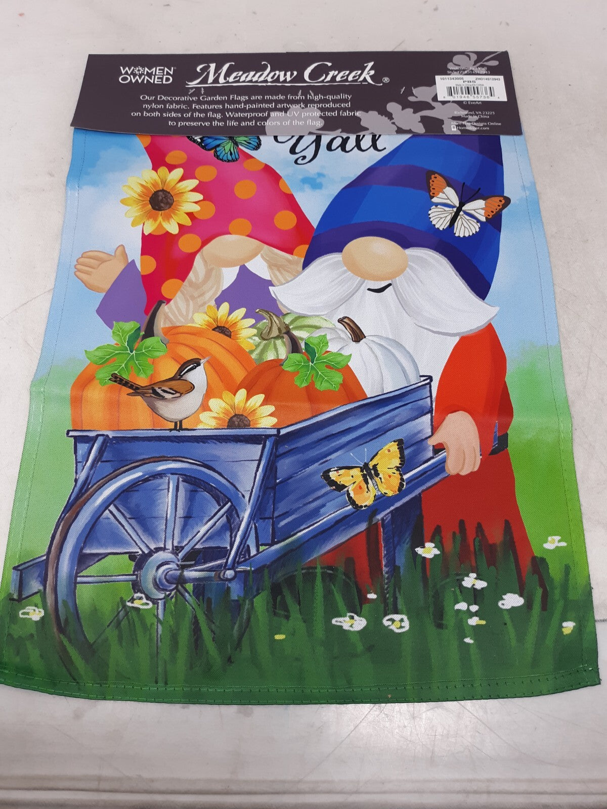 Meadow Creek Garden Flag - "Welcome Fall Y'all" Gnomes
