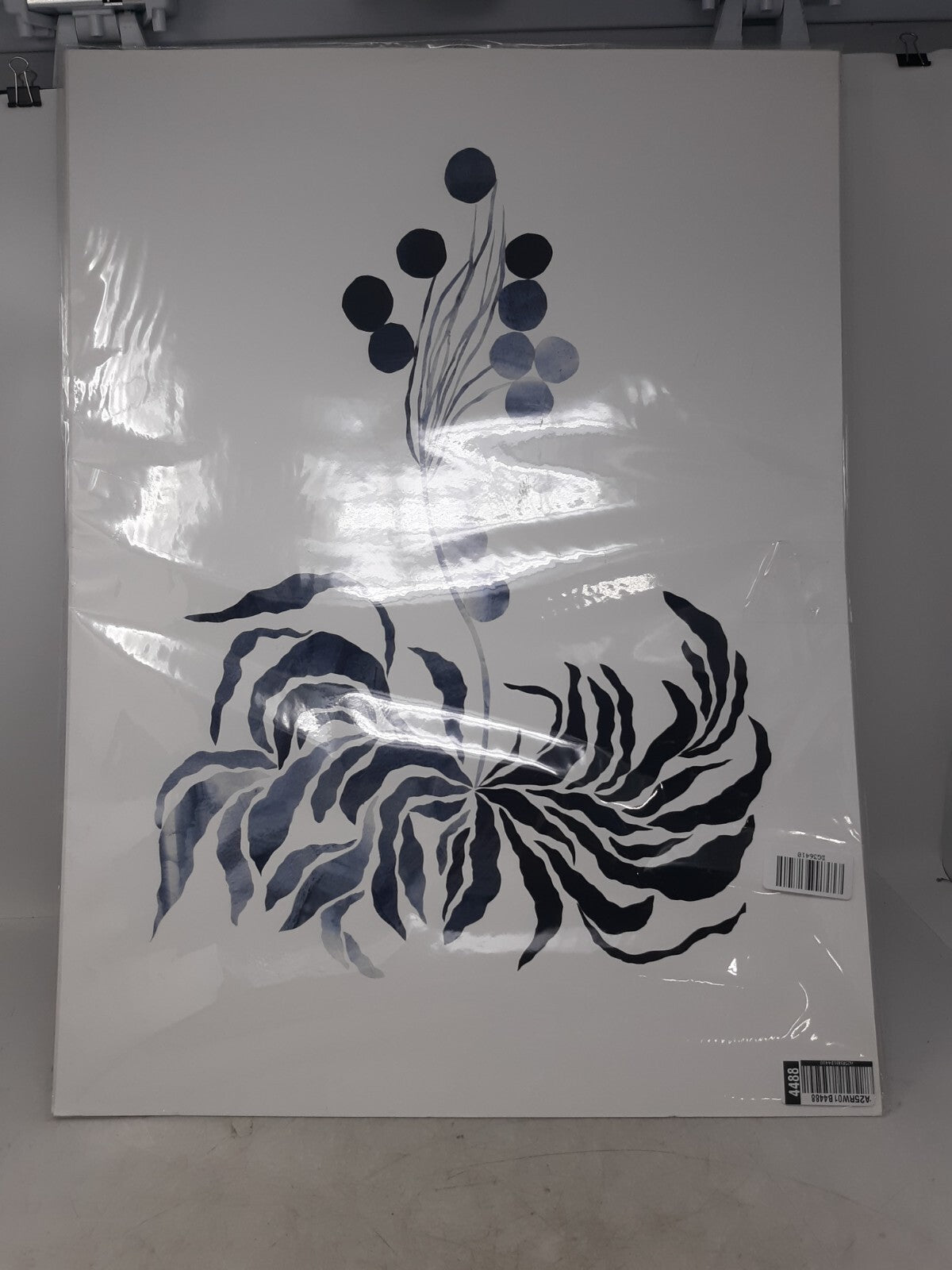 Minimalist Botanical Wall Art Print – Navy Blue Abstract Leaves & Berries