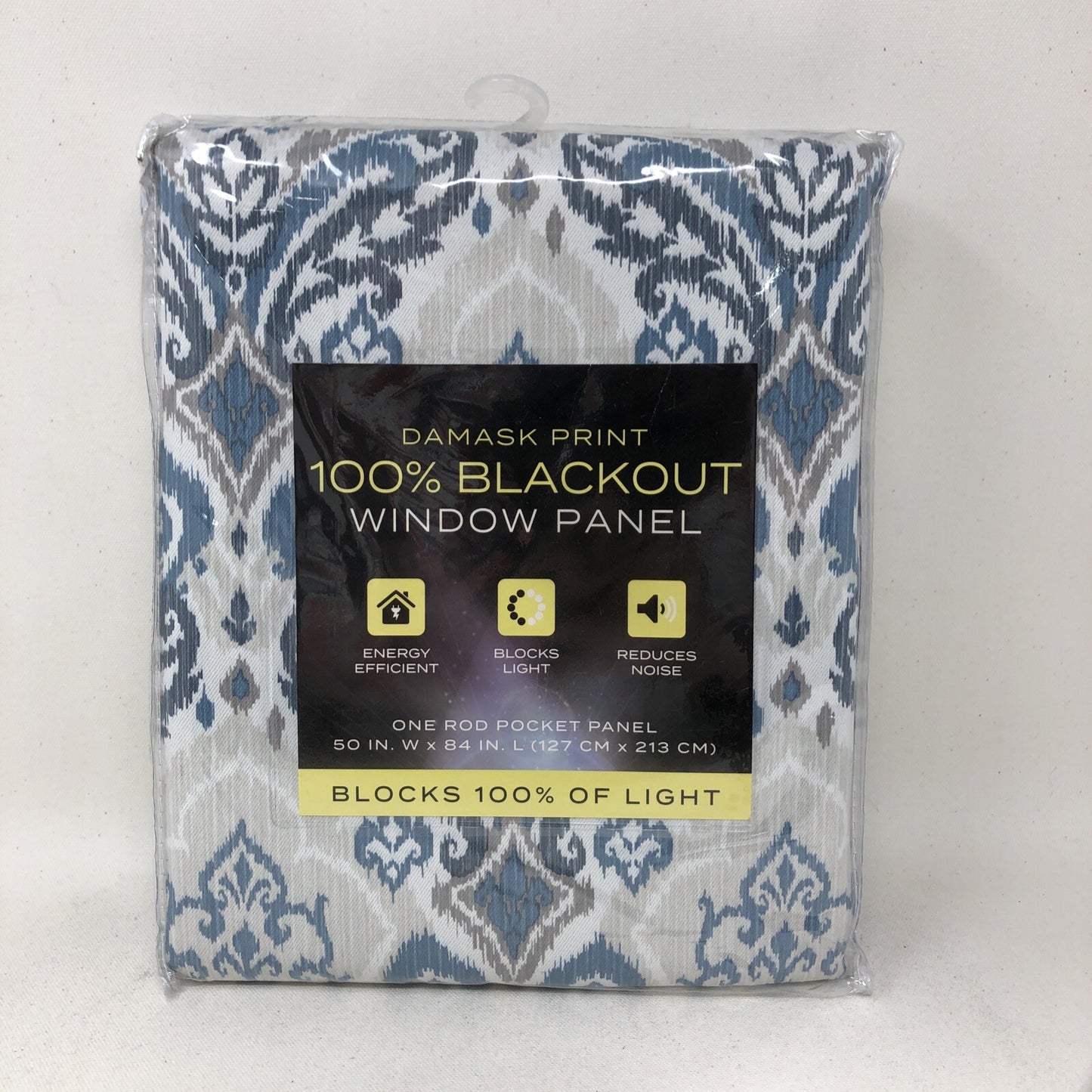 Blue & White Damask Print 100% Blackout Window One Panel Curtain 50x84 100% poly