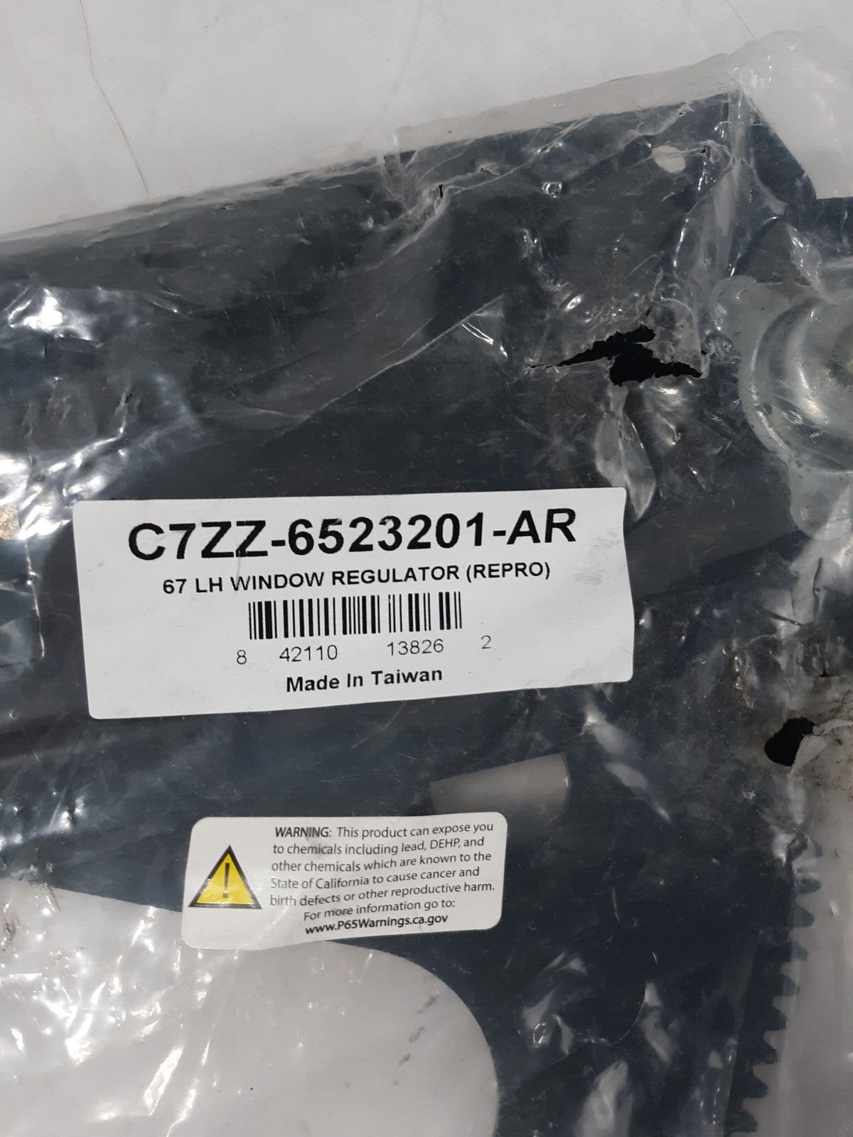 C7ZZ-6523201-AR 1967 Mustang Left Hand Window Regulator Reproduction