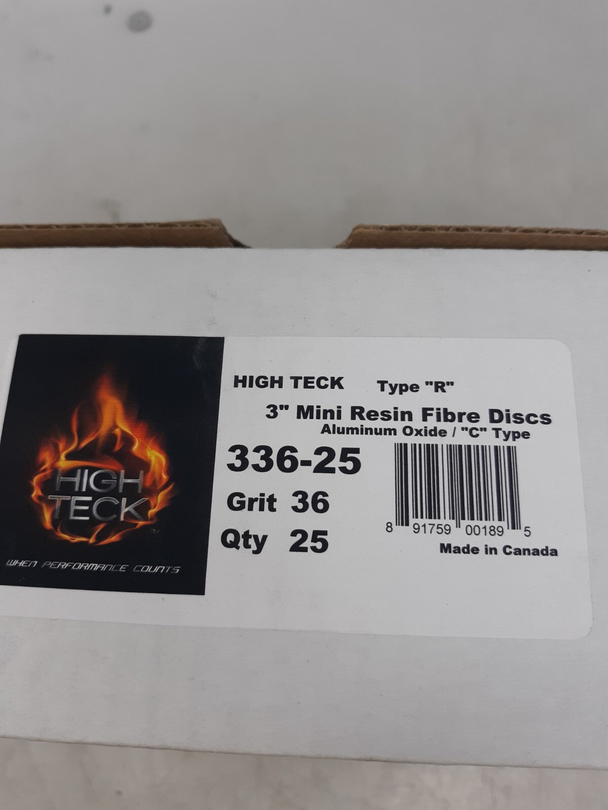 High Teck 336-25 3" Mini Resin Fibre Discs 36 Grit Type R A/O – Qty 25
