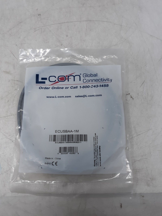 L-com ECUSBAA-1M USB 2.0 A Male to A Male Cable 1 Meter Gray RoHS Compliant