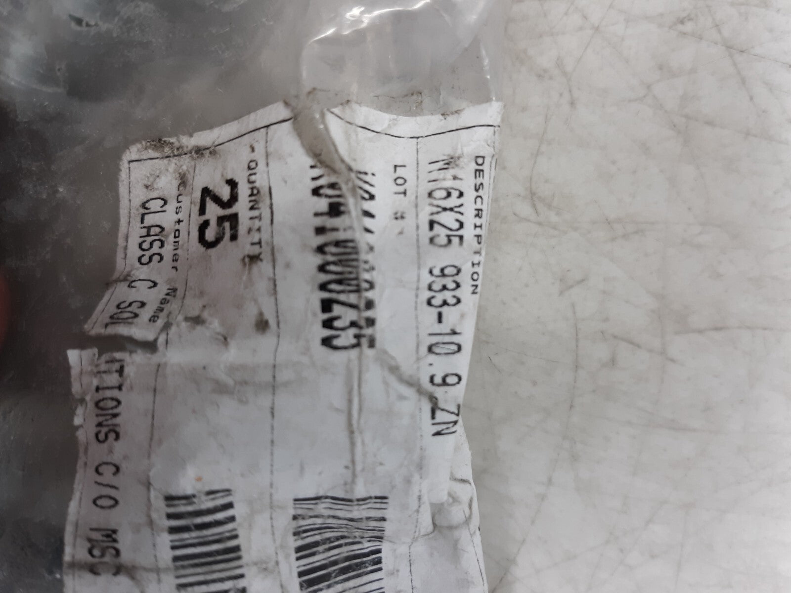 M16 x 25mm Hex Bolts Class 10.9 Zinc Plated - Pack of 25