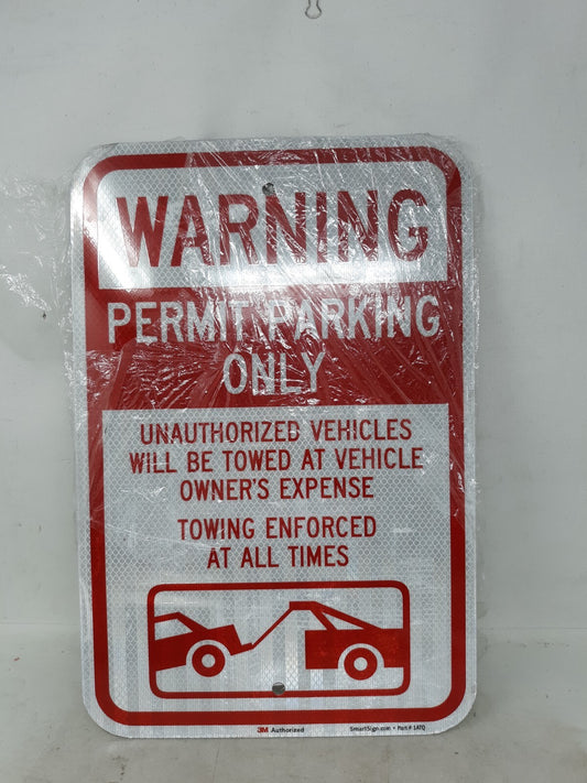 SmartSign "Warning - Permit Parking Only, Towing Enforced" Sign | 12" x 18"
