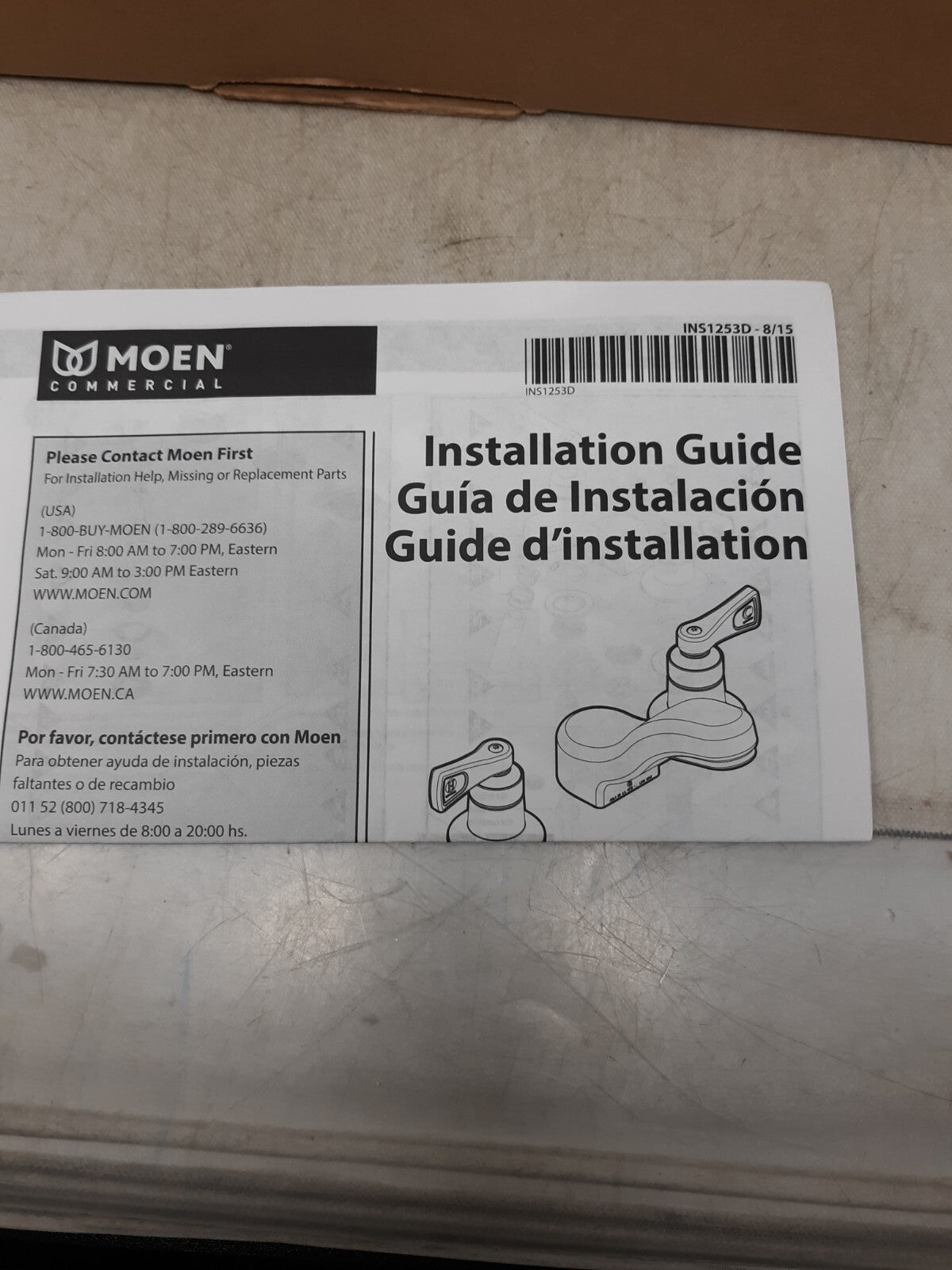 Moen 8228F12 M-DURA Wrist Blade Handle Widespread Bathroom Faucet 1.2GPM