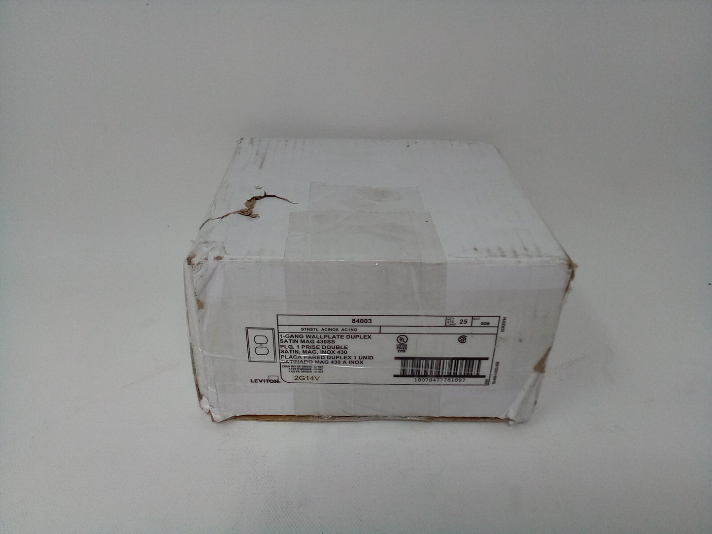Leviton One Gang Wallplate Duplex Satin Mag 430ss 84003 (25pack)
