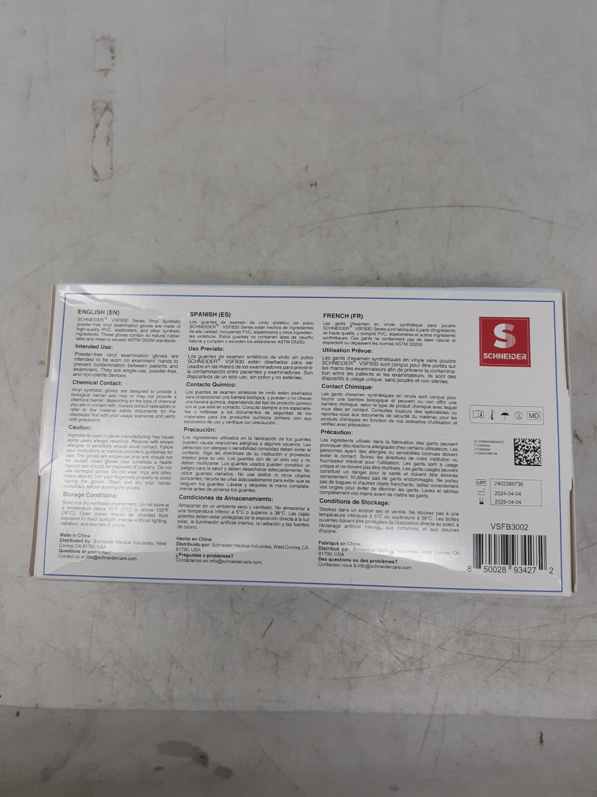 Schneider Vinyl Synthetic Exam Gloves - Medium - Blue - 100 Pack - Latex & Powde