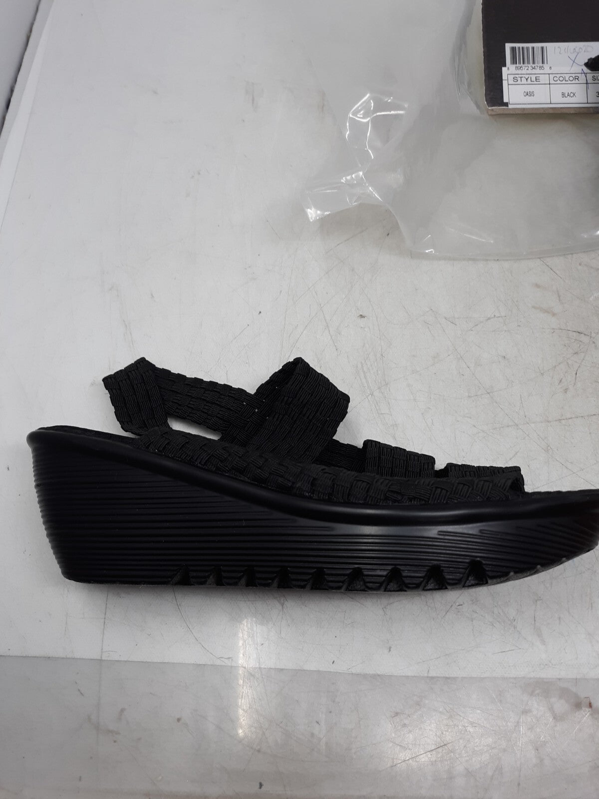 Bernie Mev Wedge Comfort Shoe Black Oasis SZ 39/8.5