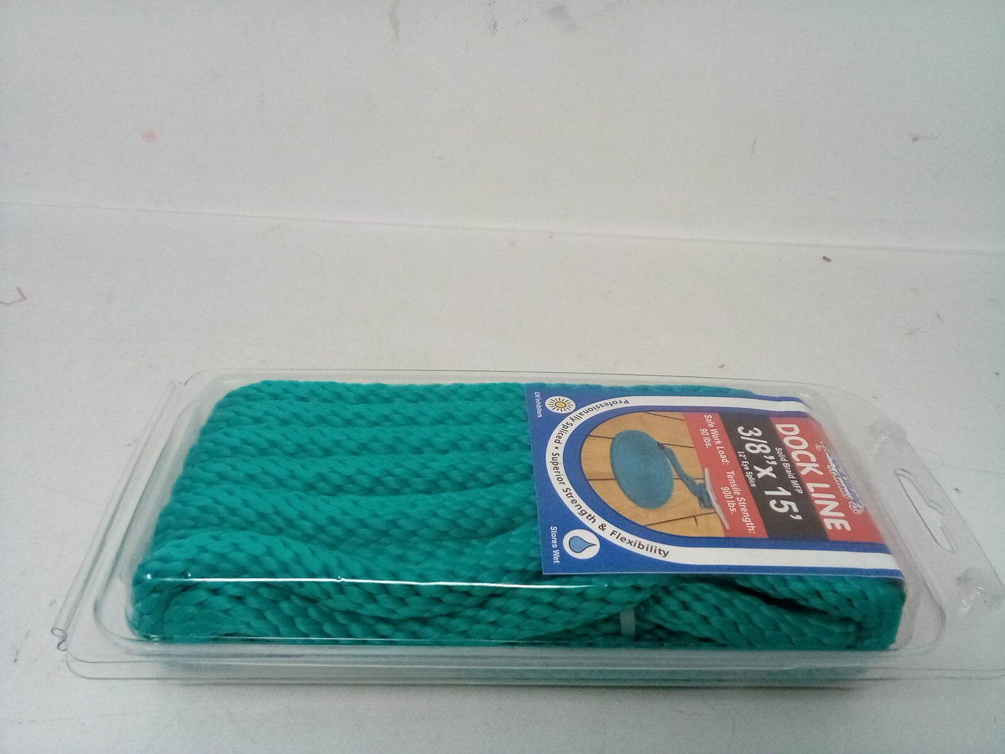 Dockmate DOCK LINE Solid Braid MFP 3/8"x 15' 12" Eye Splice {Teal-308479}
