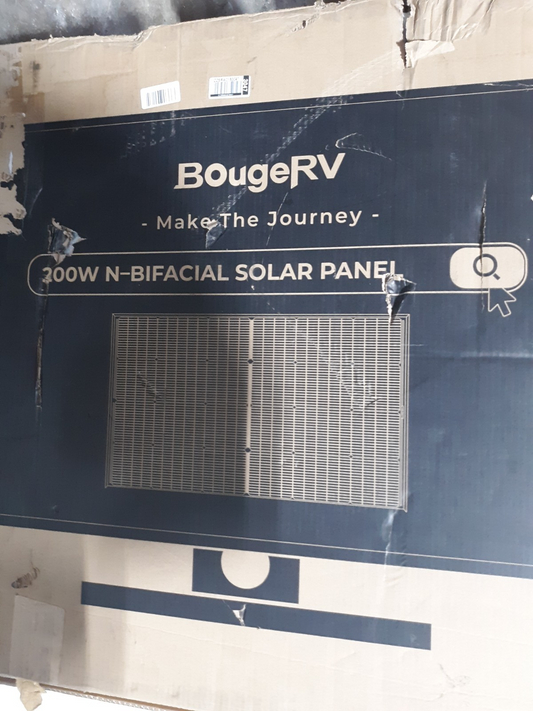 BougeRV 200W N-Bifacial Solar Panel Monocrystalline Dual-Sided Glass for RV