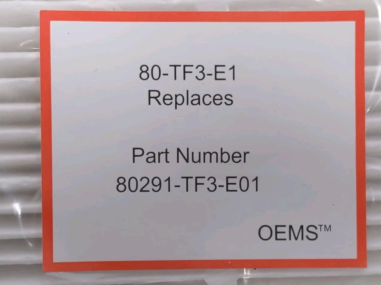 80291-TF3-E01 (OEM) HONDA CABIN AIR FILTER. Replaces 80-TF3-E1