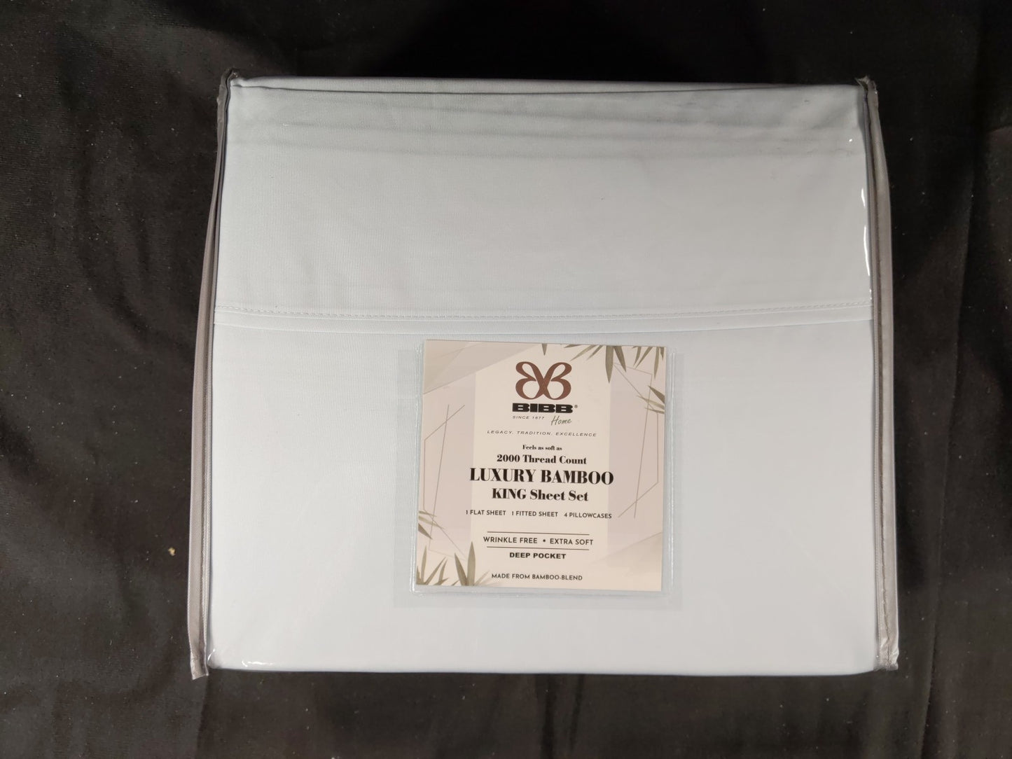 BIBB home 2000 COUNT 6-Piece Luxury Bamboo Sheet Set - KING - Light Blue