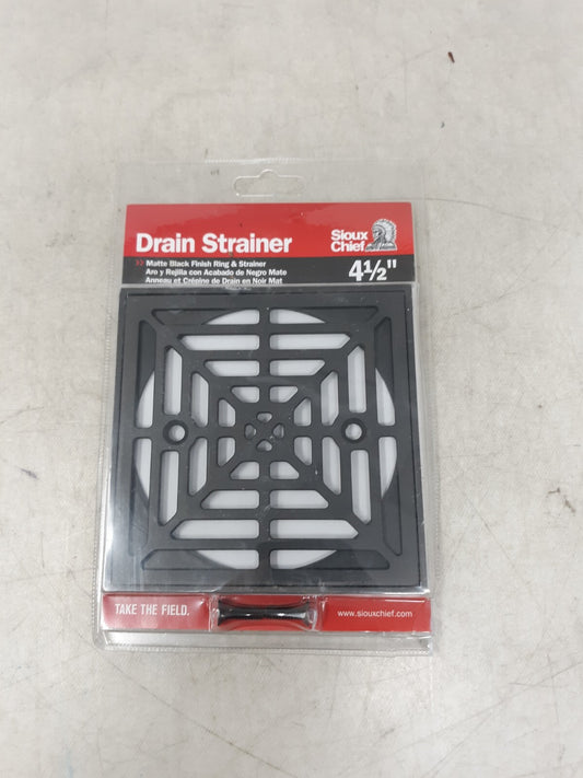 Sioux Chief 821-2SMQPK2 4-1/2 Square Cast Ring Strainer Matte Black Finish