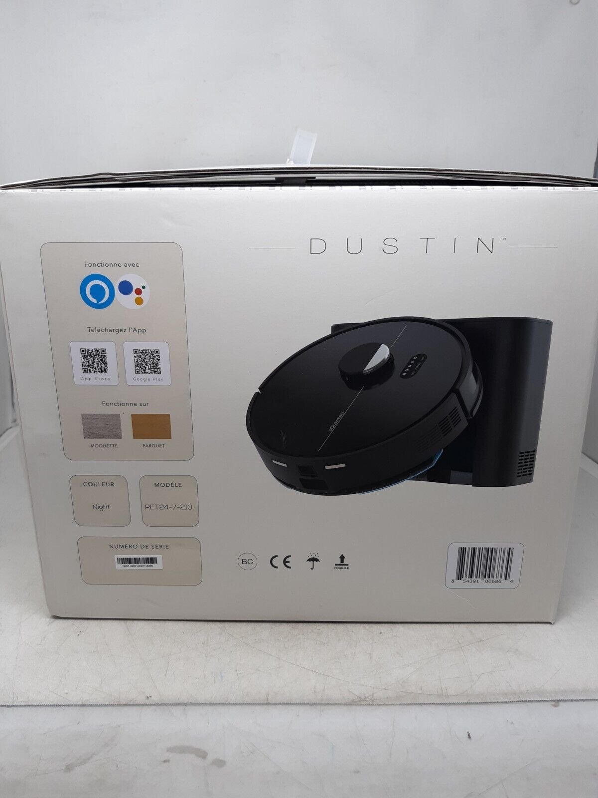 BObsweep Dustin Self Emptying WiFi Robot Vacuum And Mop In Night PET24-7-213