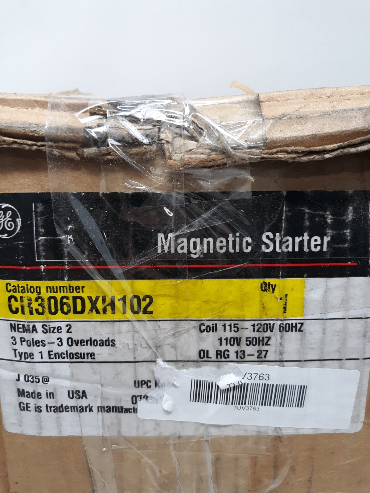 GE CR306DXH102 Magnetic Motor Starter NEMA Size 2 3-Pole 115-120V AC Coil